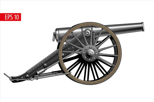 Винтажная Пушка Изолированная Белом Фоне Стилизованная Векторная Иллюстрация — стоковый вектор