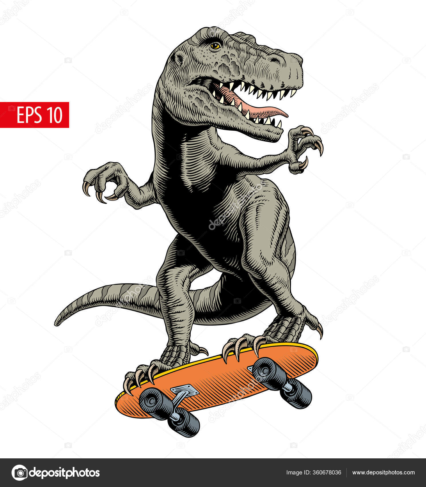 Tyrannosaurus Rex Dinossauro Skate Desenho Animado Estilo