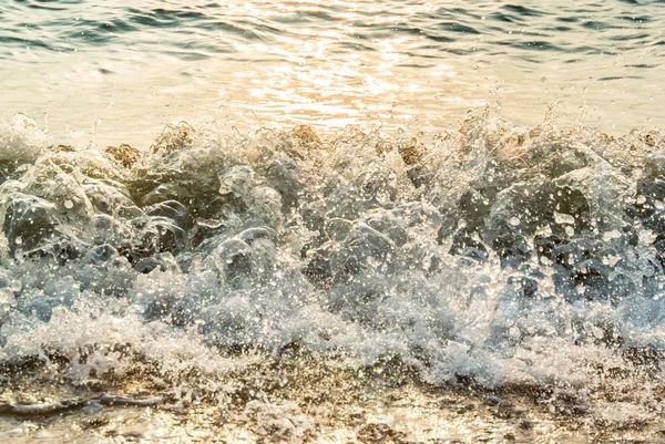 Sea surf with sunset light — Stock Photo, Image