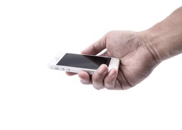 Smart telefon i handen isolerade — Stockfoto