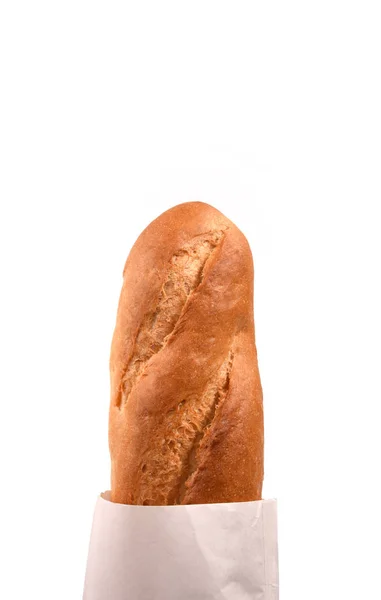 Hosszú kenyér elszigetelt fehér háttér — Stock Fotó