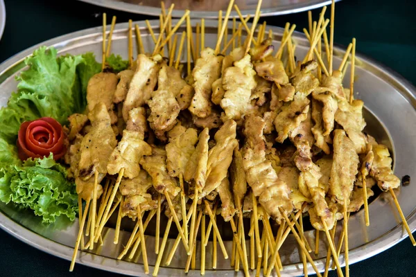 Carne di maiale Satay, Cucina tailandese — Foto Stock