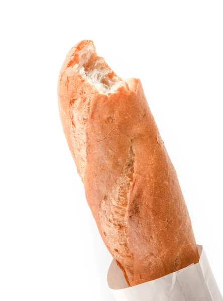 흰 바탕에 떼어 놓은 기다란 빵 — 스톡 사진
