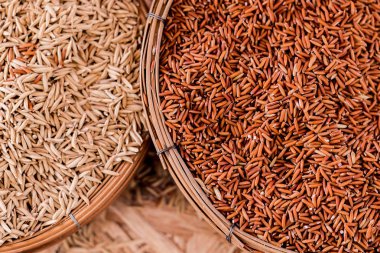 Arka plan kahverengi çeltik pirinç kapalı