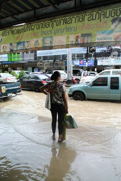 Inondations à Sriracha après la pluie — Photo