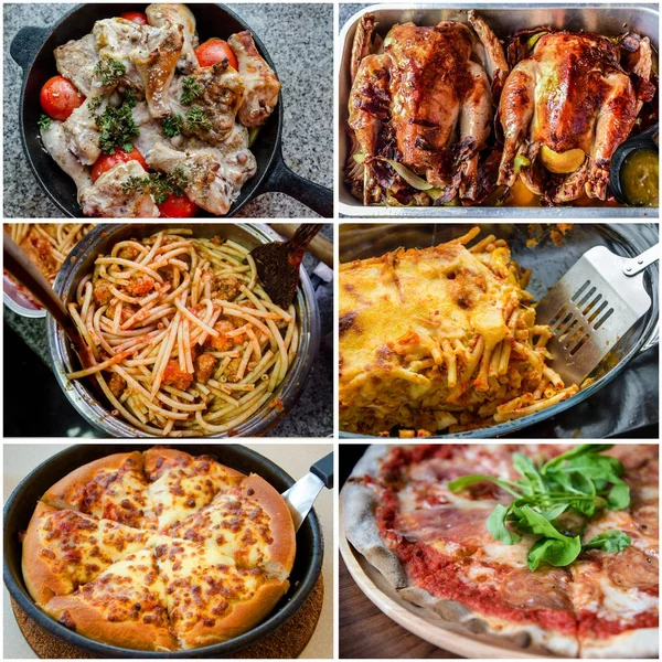 Collage di deliziosi menù gastronomici italiani — Foto Stock