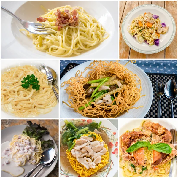 Collage of pasta and noodles menu