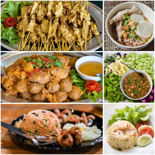 Koláž z thajské jídlo menu — Stock fotografie