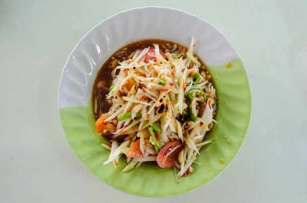 Yapışkan pirinç Tay papaya salatası — Stok fotoğraf