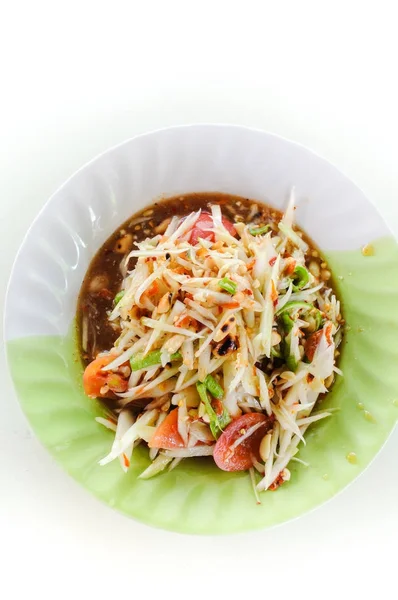 Salada de mamão tailandesa com arroz pegajoso — Fotografia de Stock