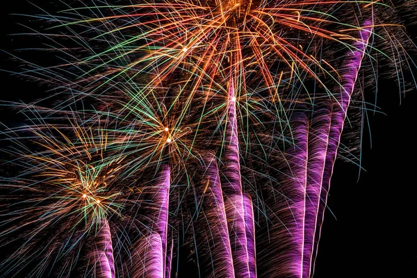 Spettacolo Fuochi Artificio Cielo Notturno Nuovo Anno 2018 — Foto Stock