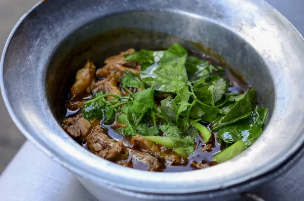 Roasted duck in hot pot — Stock Photo, Image