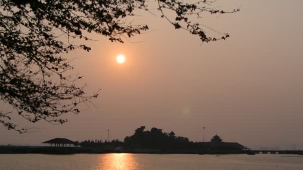 Zonsondergang Zee Met Koh Loy Eiland Silhouet Achtergrond Chonburi Thailand — Stockvideo