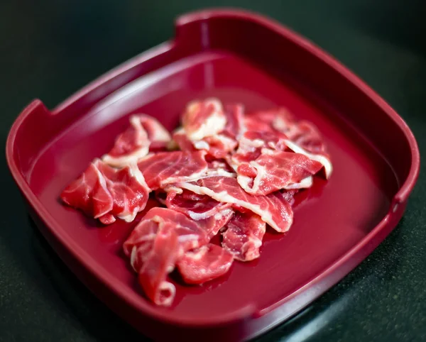 Bandeja de lata de carne vermelha — Fotografia de Stock