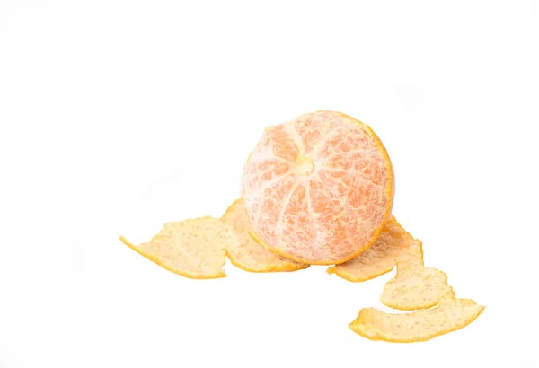 Peeled tangerine isolated on white background — Stock Photo, Image