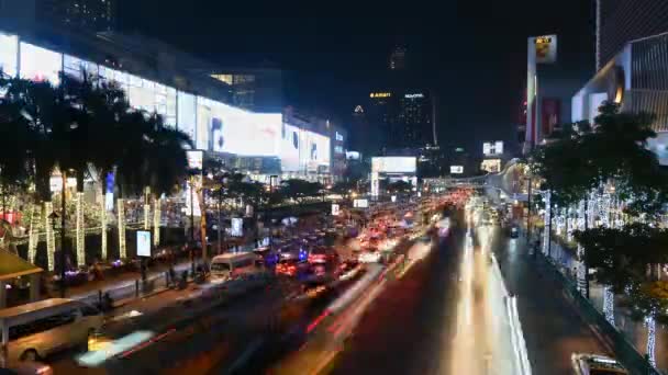 Bangkok Thailand Dec 2019 Time Lapse Traffic Ratchadamri Road Night — 비디오