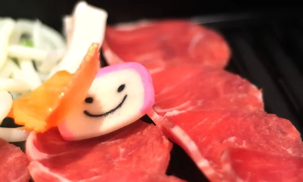 Raw meat sliced for hot pot — Stock Photo, Image