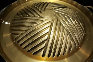 Bbq için pirinç tava yakın çekim