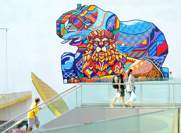 Bangkok Thailand März Touristenspaziergang Pessach Mit Moderner Kunst Bangkok Kunst — Stockfoto