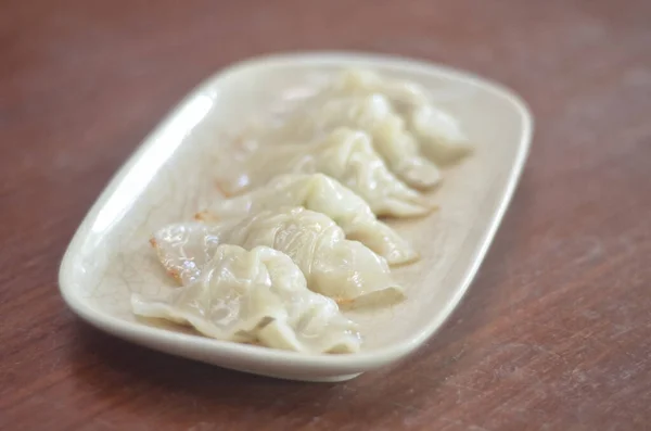 Gyoza Tálban Japán Sült Gombóc — Stock Fotó