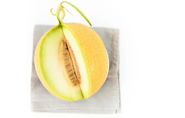 Galia Melone Pronto Mangiare Sfondo Bianco — Foto Stock