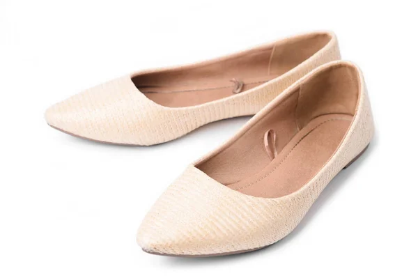 Lady Weave Επίπεδα Παπούτσια Απομονώνονται Λευκό Φόντο — Φωτογραφία Αρχείου