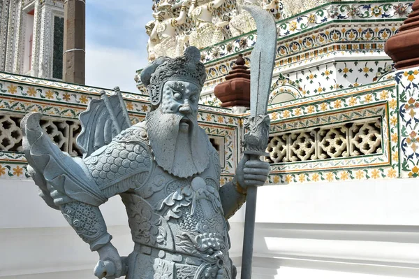 Escultura Chinesa Decorar Wat Arun Templo Bangkok Tailândia — Fotografia de Stock