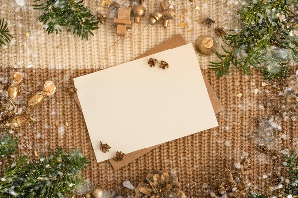 Christmas border with blank paper for writing — Stock Photo, Image