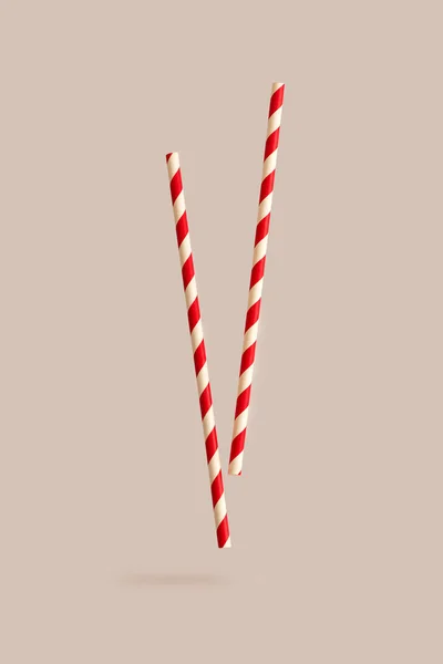 Christmas cocktail straws on a grey background — Stock Photo, Image