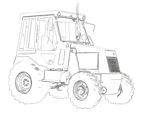 Konturerna av jordbruks traktor — Stockfoto
