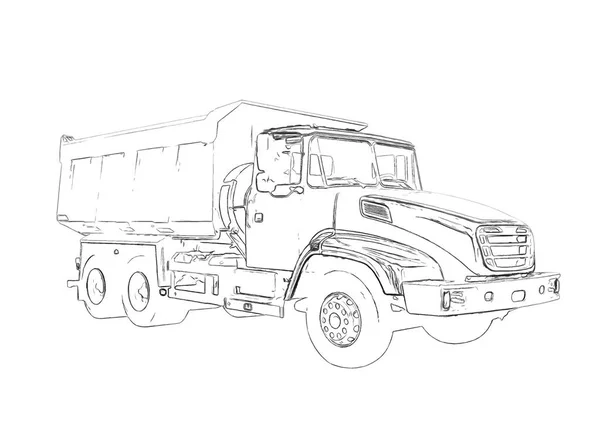 Skisser av den store lastebilen – stockfoto