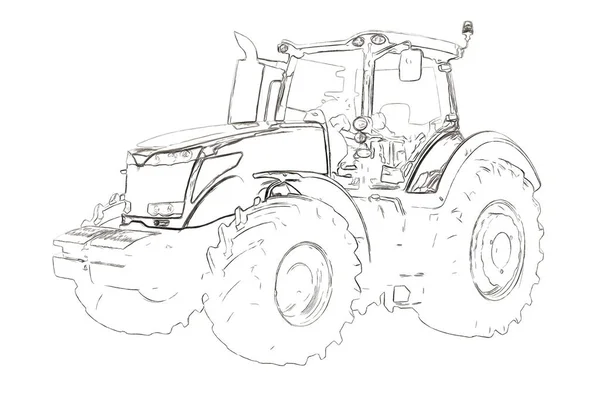 Konturerna av jordbruks traktor — Stockfoto