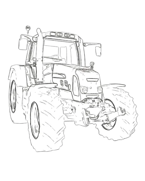 Vázolja a mezőgazdasági traktor — Stock Fotó