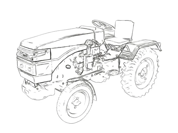 Outlines of the agricultural tractor — Stock Photo, Image