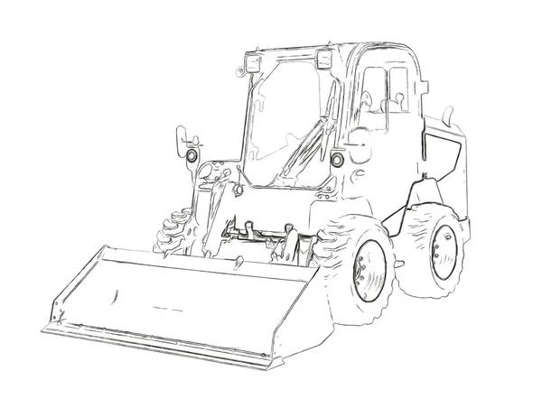 Outlines of the mini bulldozer — Stock Photo, Image