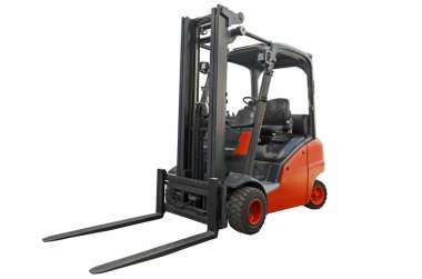 Beyaz bir arka plan üzerinde izole forklift