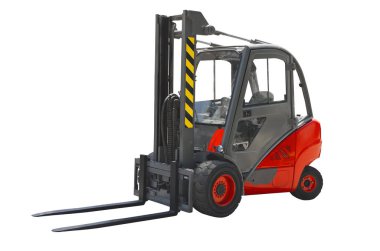 Beyaz bir arka plan üzerinde izole forklift