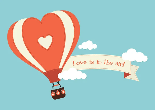 Heart Shaped Hot Air Balloon — Stock Vector