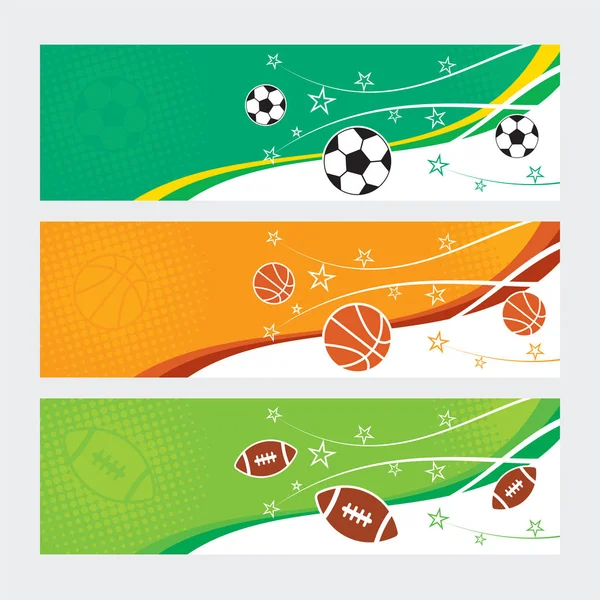 Sports Banners - Soccer, Football & Basketball — Stock Vector