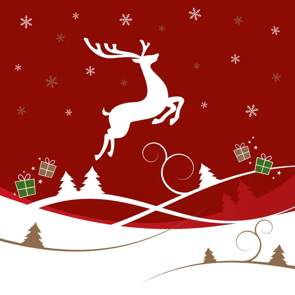 Red Christmas Reindeer Winter Design — Stock Vector