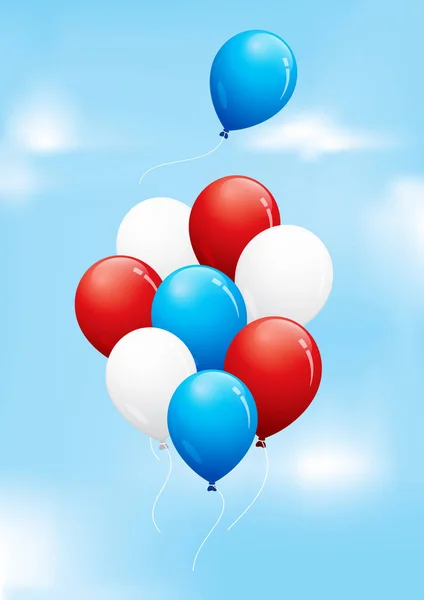 Rood, wit en blauw ballonnen — Stockvector