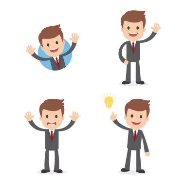 Komik karikatür işadamı ile bir takım elbise