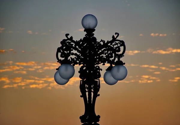 Street lamp at sunset — Stock Photo, Image