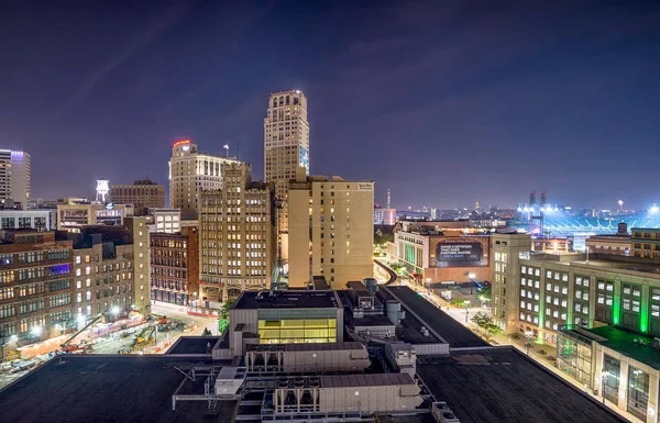 Weergave van de binnenstad van Detroit, Verenigde Staten — Stockfoto