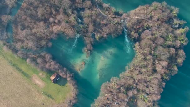 Baía em forma de coração no rio Una na Bósnia e Herzegovina — Vídeo de Stock