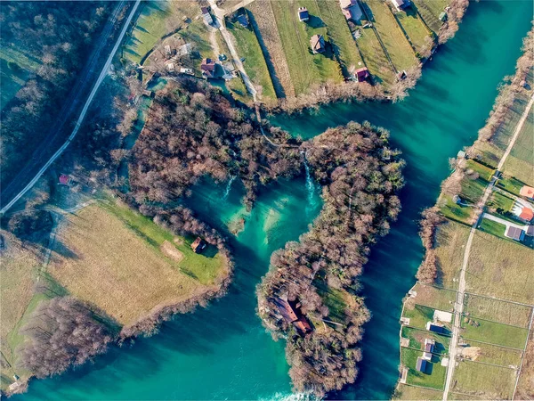 Baía em forma de coração no rio Una na Bósnia e Herzegovina — Fotografia de Stock
