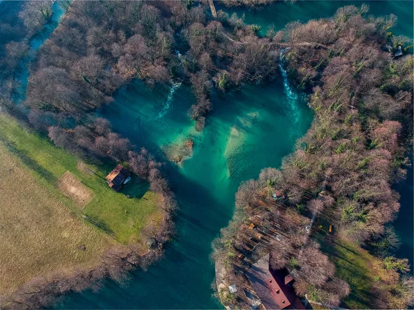 Hjärtformad vik vid floden Una i Bosnien och Hercegovina — Stockfoto