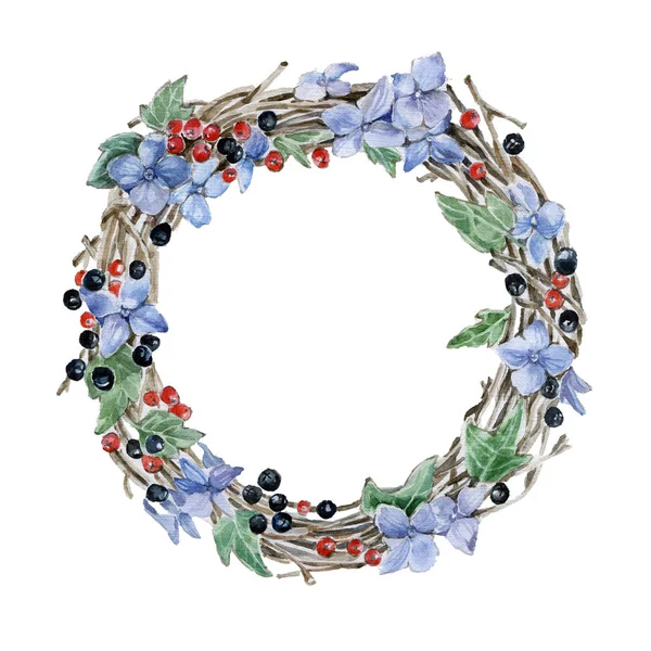 Flower wreath. Hand drawn watercolor illustration