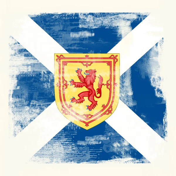 Bandera Escocia Con Escudo Armas Creado Estilo Grunge — Foto de Stock
