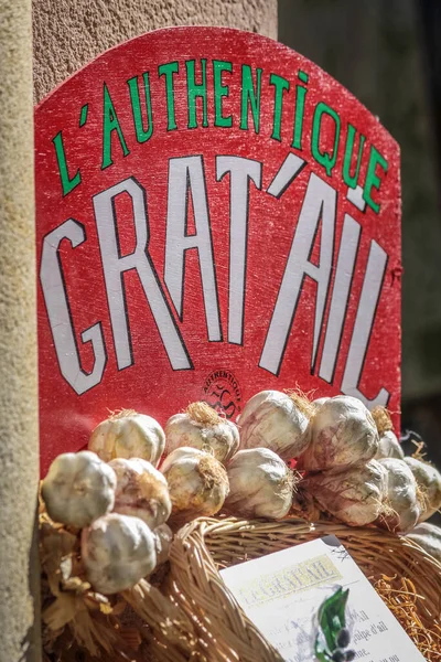 Sisteron Provence Fransa Marketin Önünde Sarımsak — Stok fotoğraf